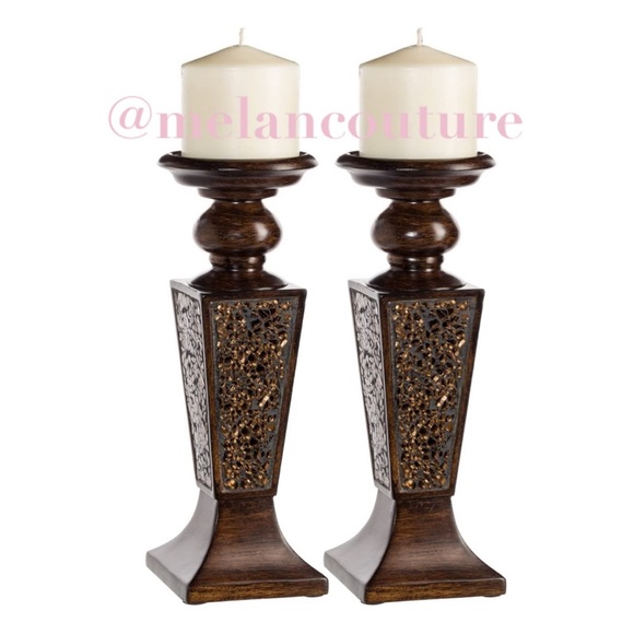 Candle Holder Set of 2- Crackled Mosaic Design